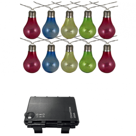 GUIRNALDA DE 10 BOMBILLAS LED . 3 M CABLE. A BATERIA