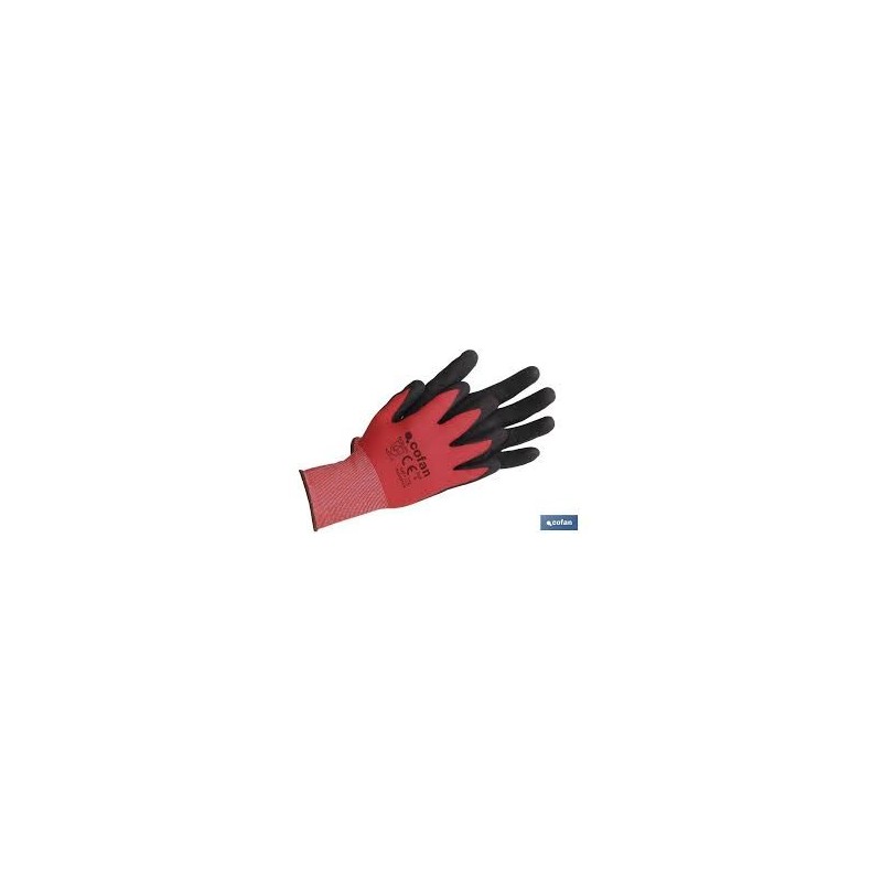 GUANTE IMPREGNADO COFAN ROJO Y NEGRO GUANTE IMPREGNADO COFAN ROJO Y NEGRO